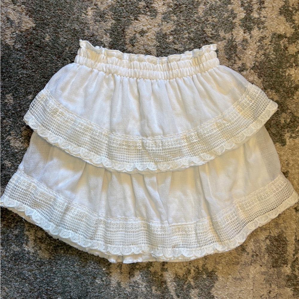 Nordstrom BP Tiered White Lace Skirt, Elastic Waist Ruffle White Mini Skirt